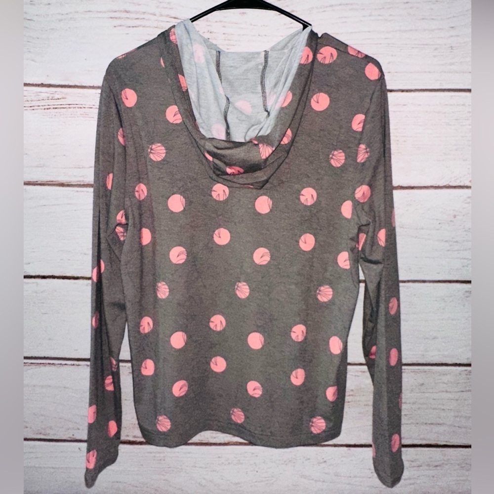 Huk Women's Gray Hoodie with Pink Dots Size Medium Casual lightweight School - Picture 2 of 5
